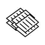 Two geometric shapes overlap, creating a dynamic abstract pattern in black and white